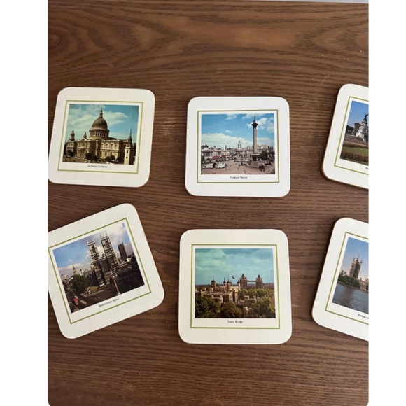 Vintage Set of 6 • Clover Leaf Cork Coaster Box Set • Views of London England • - Picture 4 of 10